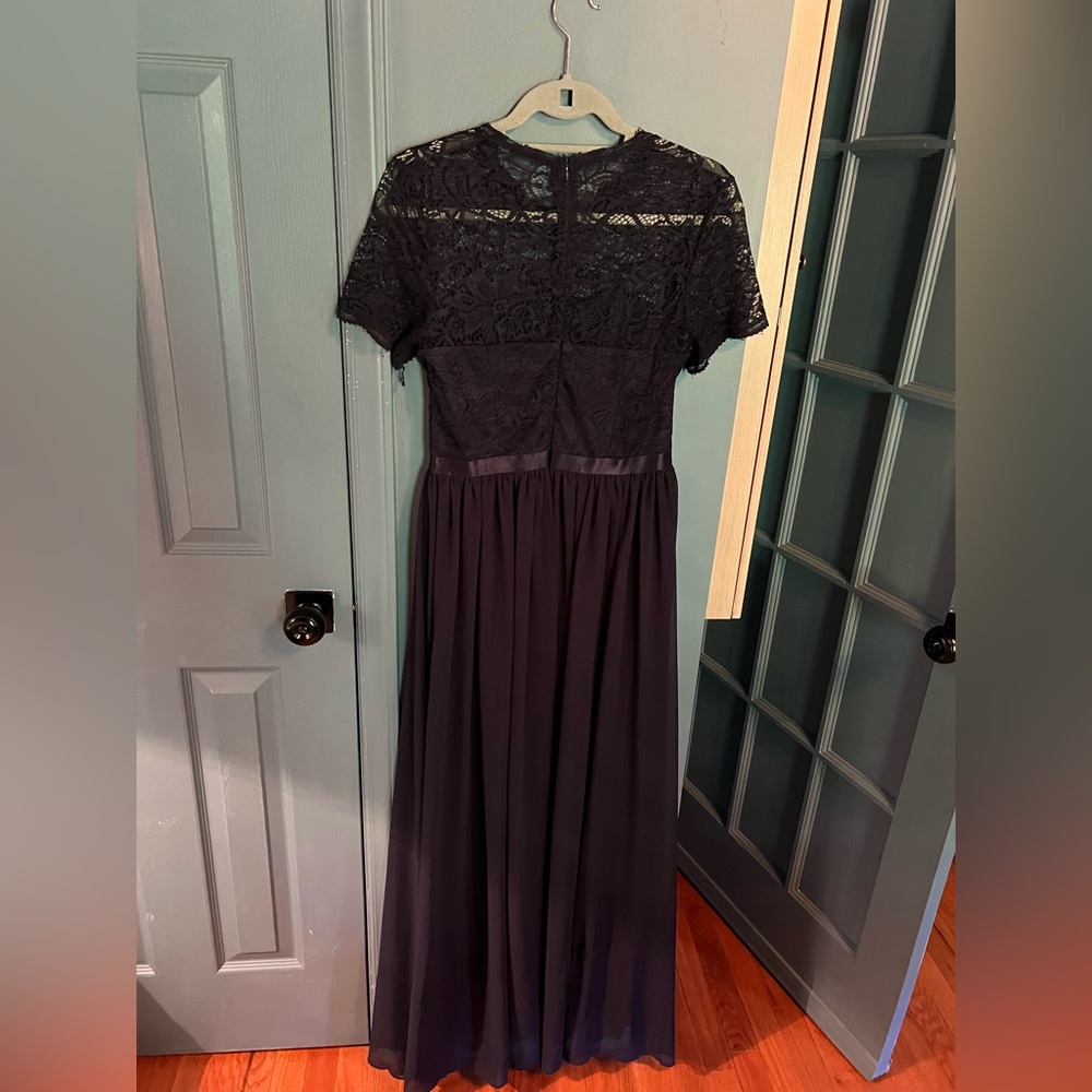 Navy Lace Evening Dress, perfect for a special occasion.